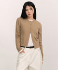 MUSINSA STANDARD WOMAN MUSINSA STANDARD WOMAN Women's Essential Round Neck Cardigan (Beige)