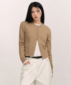 MUSINSA STANDARD WOMAN MUSINSA STANDARD WOMAN Women's Essential Round Neck Cardigan (Beige)