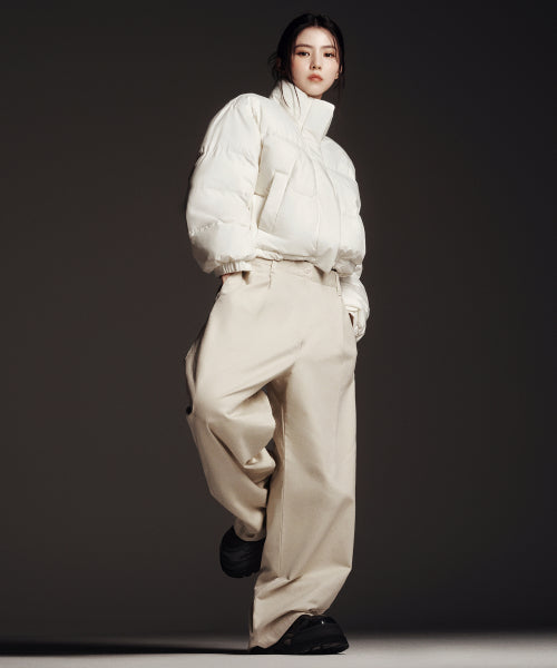 MUSINSA STANDARD WOMAN MUSINSA STANDARD WOMAN Women's Deep Tuck Extra Wide Chino Pants (Cream)