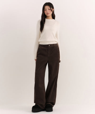 MUSINSA STANDARD WOMAN Women's Corduroy Wide Carpenter Pants [Brown]