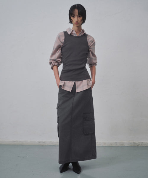 MUSINSA STANDARD WOMAN MUSINSA STANDARD WOMAN Cargo Maxi Skirt Charcoal Gray