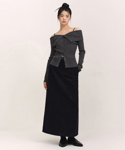 MUSINSA STANDARD WOMAN Women's Corduroy Maxi Skirt [Black]