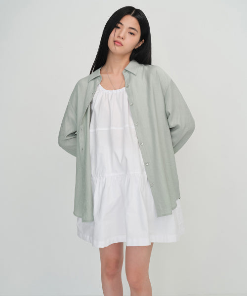 MUSINSA STANDARD WOMAN MUSINSA STANDARD WOMAN Relaxed Crinkle Shirt Mint Gray