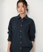 MUSINSA STANDARD WOMAN MUSINSA STANDARD WOMAN Women's Relaxed Oxford Shirt (Navy)