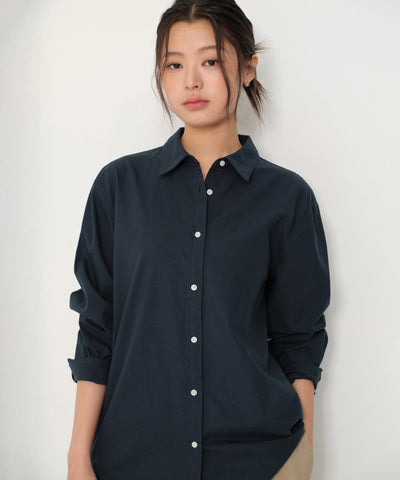 MUSINSA STANDARD WOMAN Women's Relaxed Oxford Shirt (Navy)