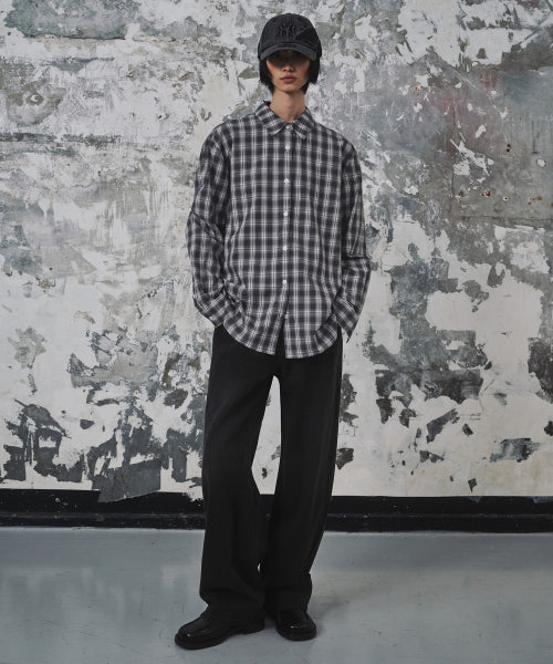 MUSINSA STANDARD WOMAN MUSINSA STANDARD WOMAN Women's Relaxed Plaid Check Shirt Dark Gray