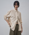 MUSINSA STANDARD WOMAN MUSINSA STANDARD WOMAN Relaxed Plaid Check Shirt Beige