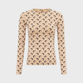 MARINE SERRE (W) MOON PRINTED JERSEY SECOND SKIN CREWNECK TOP TAN