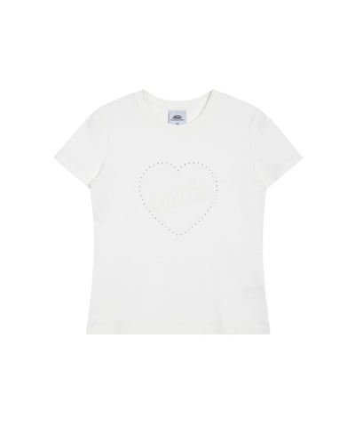 EMIS Heart Rhinestone T-Shirt - White