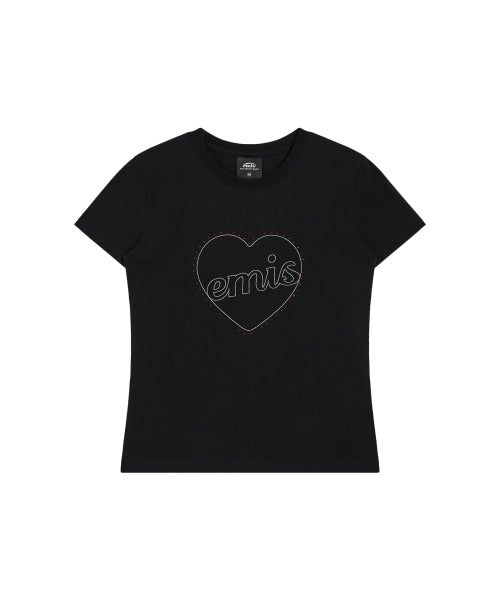 EMIS EMIS Heart Rhinestone T-Shirt - Black