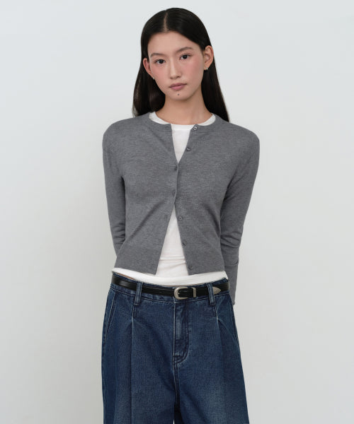 MUSINSA STANDARD WOMAN MUSINSA STANDARD WOMAN Cardigan Slim Fit [Medium Gray]