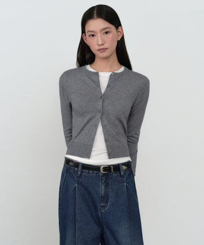 MUSINSA STANDARD WOMAN Cardigan Slim Fit [Medium Gray]