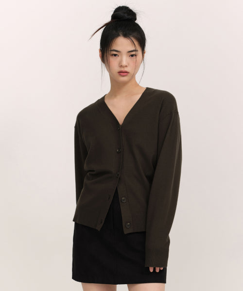 MUSINSA STANDARD WOMAN MUSINSA STANDARD WOMAN Women's Essential Relaxed Cardigan Dark Brown