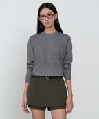 MUSINSA STANDARD WOMAN MUSINSA STANDARD WOMAN Women's Essential Round Neck Knit [Medium Gray]