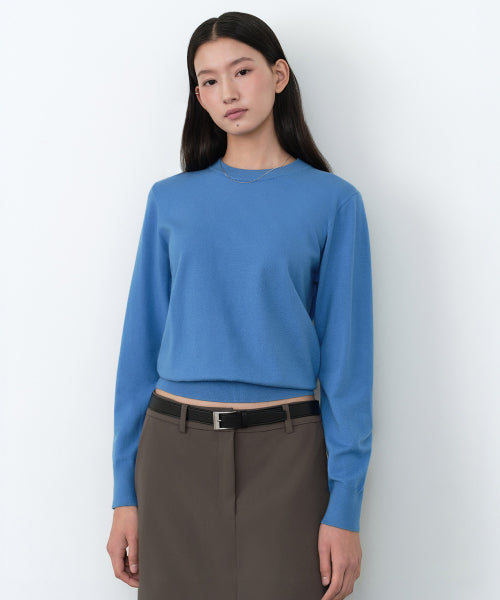 MUSINSA STANDARD WOMAN MUSINSA STANDARD WOMAN Women's Essential Round Neck Knit [Blue]