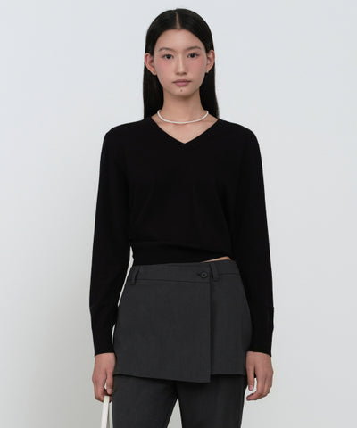 MUSINSA STANDARD WOMAN Women's Essential V Neck Knit [Black]
