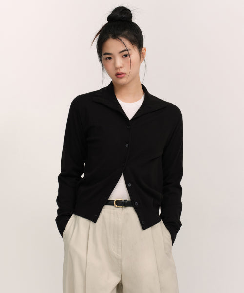 MUSINSA STANDARD WOMAN MUSINSA STANDARD WOMAN Women's Essential High Neck Cardigan (Black)