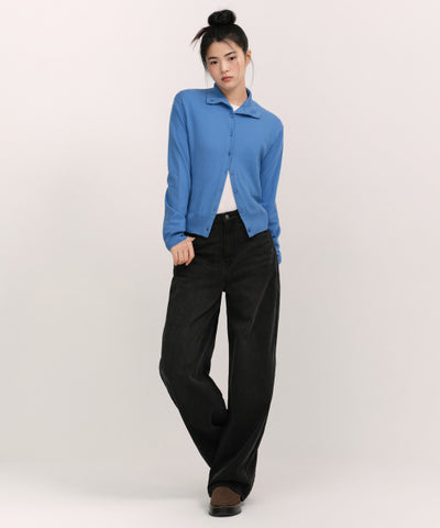 MUSINSA STANDARD WOMAN Cardigan High Neck [Blue]