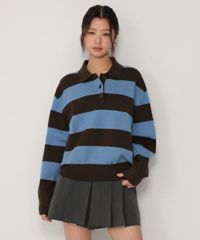MUSINSA STANDARD WOMAN Women's Bold Stripe Collared Knit [Size]