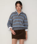 MUSINSA STANDARD WOMAN MUSINSA STANDARD WOMAN Women's Multi-Stripe Collared Knit [Gray] Size