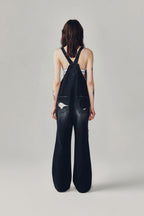 CURRENT VINTAGE DISTRESSED DENIM OVERALLS [BLACK]