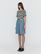 EENK EENK WECO Denim Biker Shorts - Grey Blue