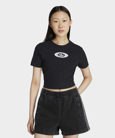 ADIDAS Cut Out Lip Tee - Black