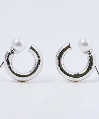 MUSINSA STANDARD WOMAN Pearl & Hoop Earrings Silver