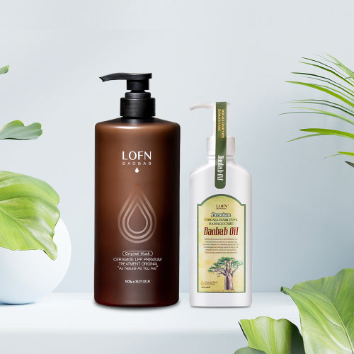 LOFN Baobab Ceramide LPP Premium Hair Treatment Original 1000g (choose 3 scents) + 1 x 200ml premium hair oil