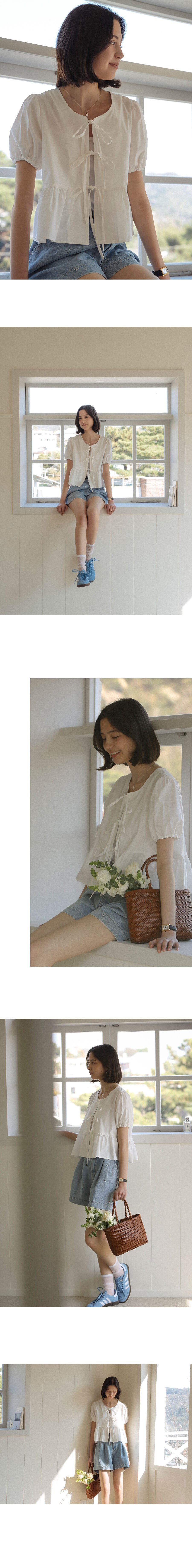 TILLIDIE Front ribbon point blouse_Ivory