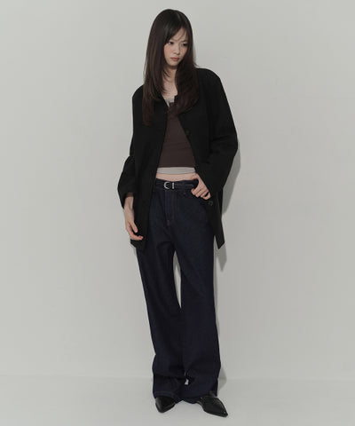 MUSINSA STANDARD WOMAN Denim Pants Loose Straight Deep Indigo