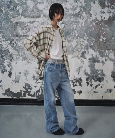 MUSINSA STANDARD WOMAN Denim Loose Flare Pants (Light Indigo)