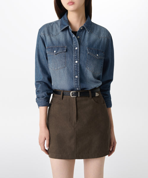 MUSINSA STANDARD WOMAN MUSINSA STANDARD WOMAN Women's Denim Western Shirt [Medium Indigo]