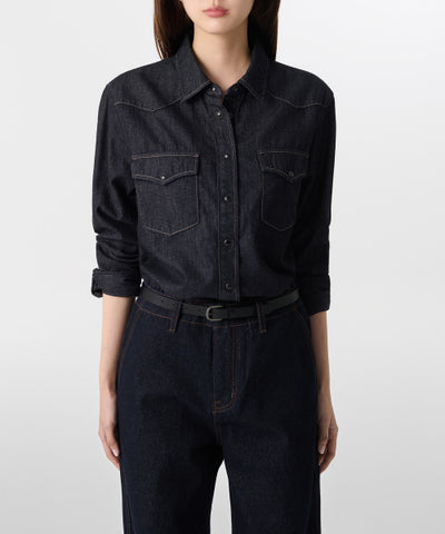 MUSINSA STANDARD WOMAN Denim Western Shirt Deep Indigo