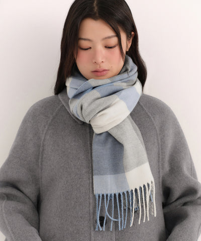 MUSINSA STANDARD WOMAN Women's Essential Check Muffler [Ivory/Sky Blue]