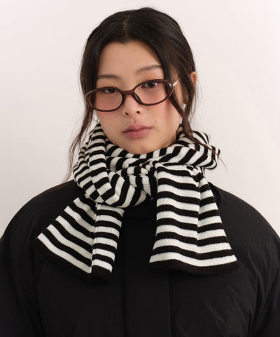 MUSINSA STANDARD WOMAN Women's Striped Knit Muffler (Size: One Size)