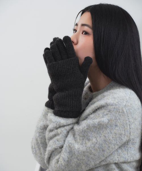 MUSINSA STANDARD WOMAN MUSINSA STANDARD WOMAN Women's Layered Finger Hole Knit Gloves Charcoal Gray
