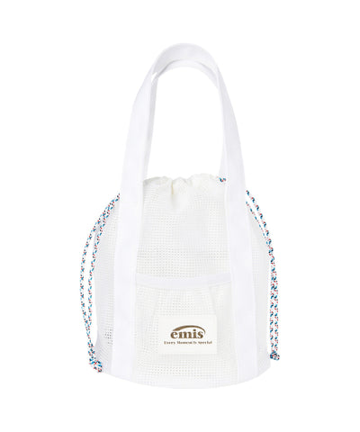 MESH BUCKET BAG-WHITE
