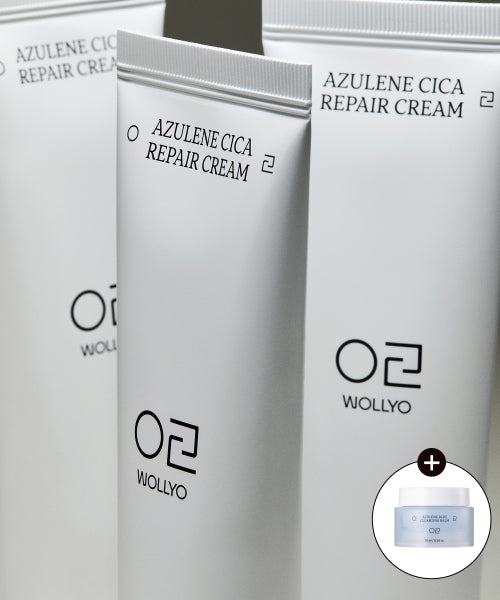 WOLLYO [1+1] Azulene Cica Trace Cream 55g x 2 (+ Free mini cleansing balm)
