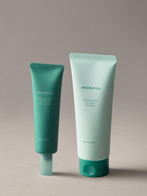 AROMATICA [Trouble soothing care] Super tea tree soothing gel cream + mask cleanser set