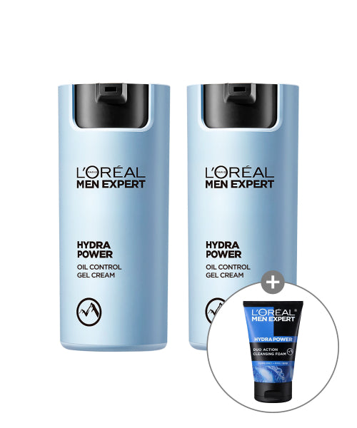 LOREALPARIS [2 pack] Men Expert Hydra Power Oil Control Gel Cream (+Free Duo Foam 50ml)