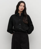 MUSINSA STANDARD WOMAN MUSINSA STANDARD WOMAN Oversized Wool Like Shirt (Black)