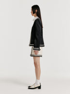 EENK EENK YASE Contrast U-Neck Jacket - Black/Ivory