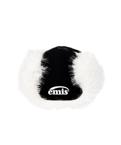 EMIS CORDUROY FUR EARFLAP CAP - BLACK