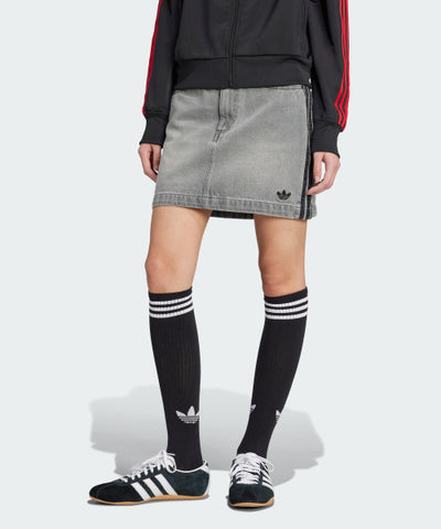 ADIDAS 3S Denim Mini Skirt - Washed Gray Denim