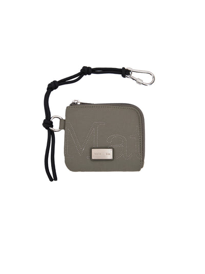 MATIN KIM Logo Stitch Sporty Wallet in Khaki