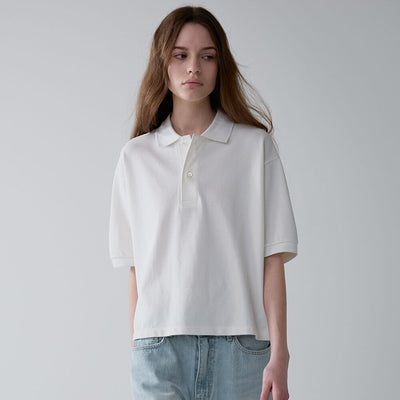 Crop collar t-shirt_white