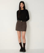 MUSINSA STANDARD WOMAN MUSINSA STANDARD WOMAN Synthetic Suede Mini Skirt (Brown)