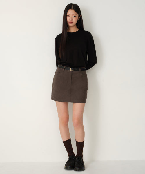 MUSINSA STANDARD WOMAN MUSINSA STANDARD WOMAN Synthetic Suede Mini Skirt (Brown)