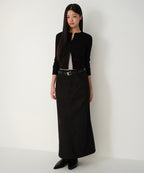 MUSINSA STANDARD WOMAN MUSINSA STANDARD WOMAN Synthetic Suede Maxi Skirt (Black)
